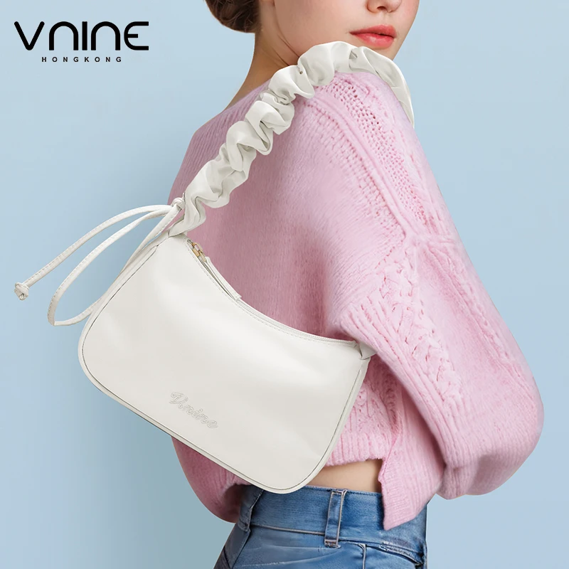 

VNINE niche bag, women's design sense, versatile underarm bag, pleated single shoulder diagonal cross handbag