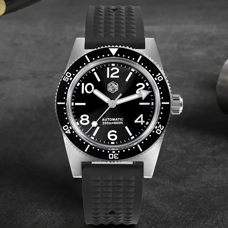 

San Martin New 37mm 62Mas Men Luxury Sports Watch Sapphire Diver Automatic Mechanical Wristwatch 200M Waterproof BGW-9 Luminous
