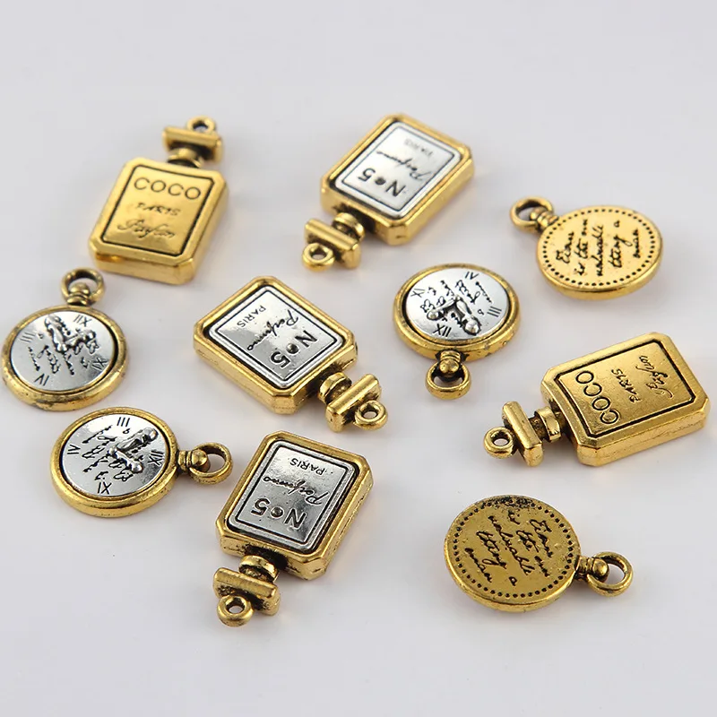 10pcs 3D Perfume Bottle Pendants Gold Plated Perfume Letter Charms Alloy Jewelry Craft For Making Earrings Bracelet Accessories
10pcs 3D Perfume Bottle Pendants Gold Plated Perfume Letter Charms Alloy Jewelry Craft For Making Earrings Bracelet Accessories