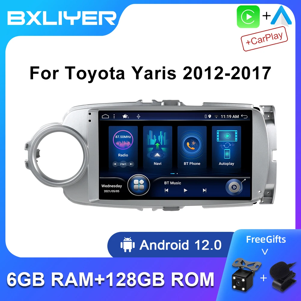 

Автомагнитола 9 дюймов, 8 + 256 ГБ, Android 12, 2 Din, для Toyota Yaris 2012-2017, автомобильный мультимедийный плеер, GPS-навигация, DSP, без DVD, стерео