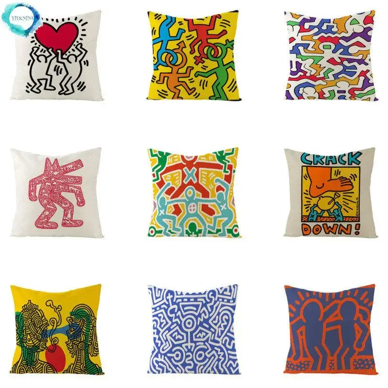 

Abstract anime pillowcase cartoon colourful striped print pillow cover geometric sofa decorative cushion cover 45x45cm G213