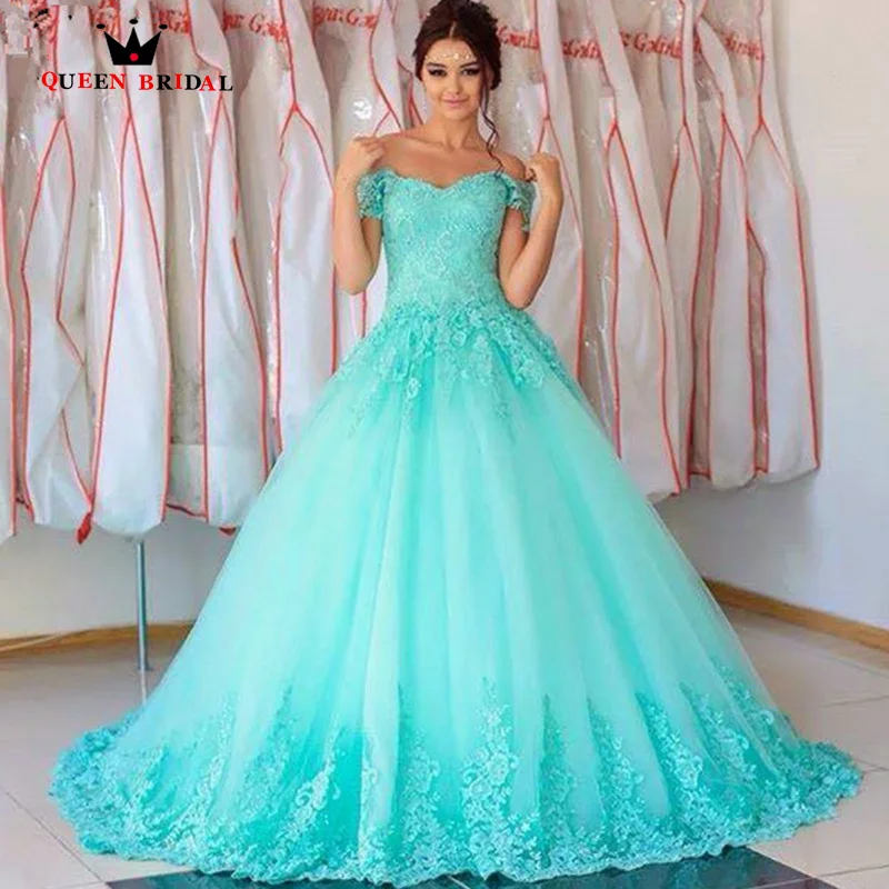 

Quinceanera Dresses Tulle Sweetheart Off the Shoulder Appliques Ball Gown Lace Puffy Prom Dress Vestido De Baile 15 Anos VF33