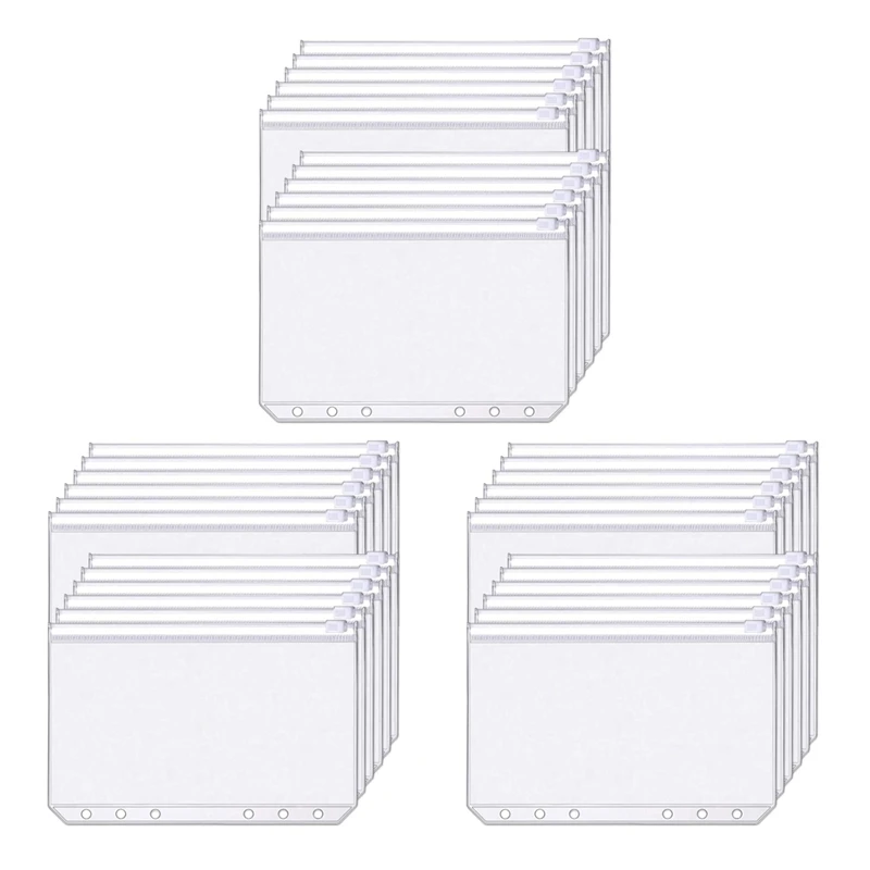 102 PCS Binder Pockets A6 Size 6 Holes Zipper Binder Pouch Folders Clear Waterproof PVC Loose Leaf Bags
102 PCS Binder Pockets A6 Size 6 Holes Zipper Binder Pouch Folders Clear Waterproof PVC Loose Leaf Bags