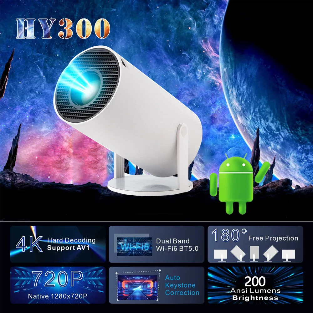 Projector hy300 4K Mini beam Portable Home Cinema projector Android 11 5G BT5.0 WIFI Outdoor 1080P 4K Movie HD LED phone YERSIDA
Projector hy300 4K Mini beam Portable Home Cinema projector Android 11 5G BT5.0 WIFI Outdoor 1080P 4K Movie HD LED phone YERSIDA