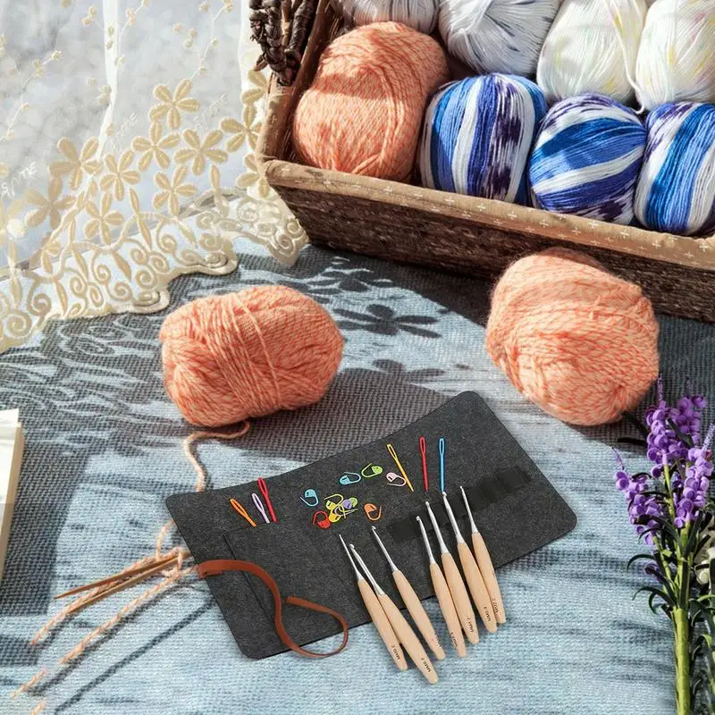 Beech Wood Crochet Hooks Set With Roll Felt Case Needle Yarn Sweater Weave DIY Craft Knitting Tools Sewing Kit For Beginners
Beech Wood Crochet Hooks Set With Roll Felt Case Needle Yarn Sweater Weave DIY Craft Knitting Tools Sewing Kit For Beginners