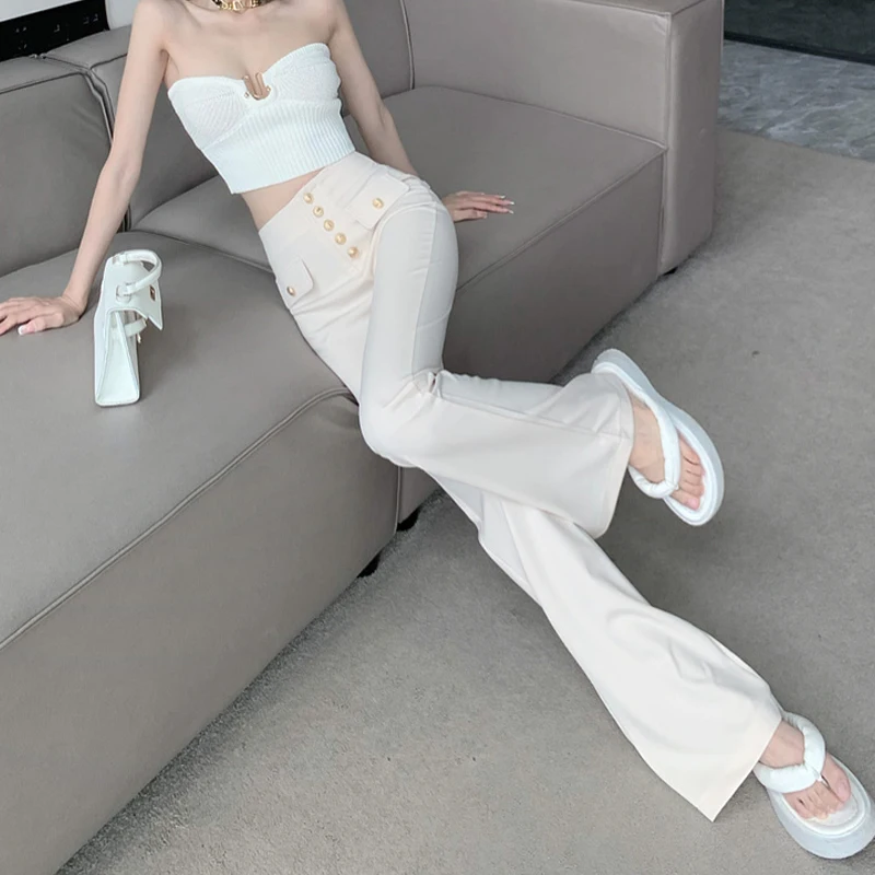 Женские брюки с завышенной талией, утепленные эластичные расклешенные брюки, новинка сезона весна-осень 2023, модная женская одежда 
Женские брюки с завышенной талией, утепленные эластичные расклешенные брюки, новинка сезона весна-осень 2023, модная женская одежда