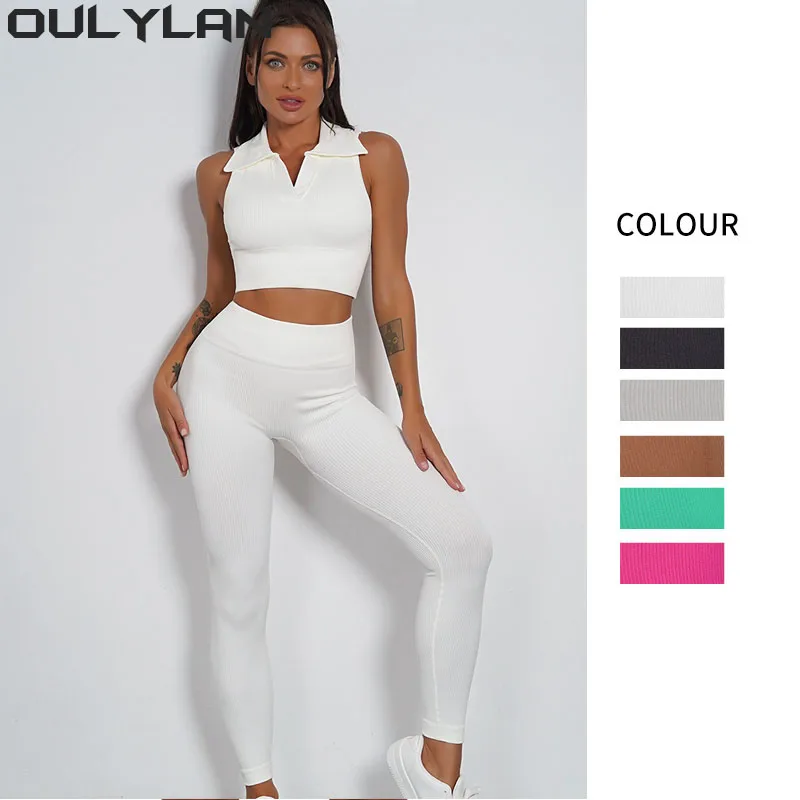 

Oulylan Gym Clothing Fitness Long Sleeve Crop Top High Waist Leggings Seamless Women Sports Suits Yoga Set Workout Sportswear