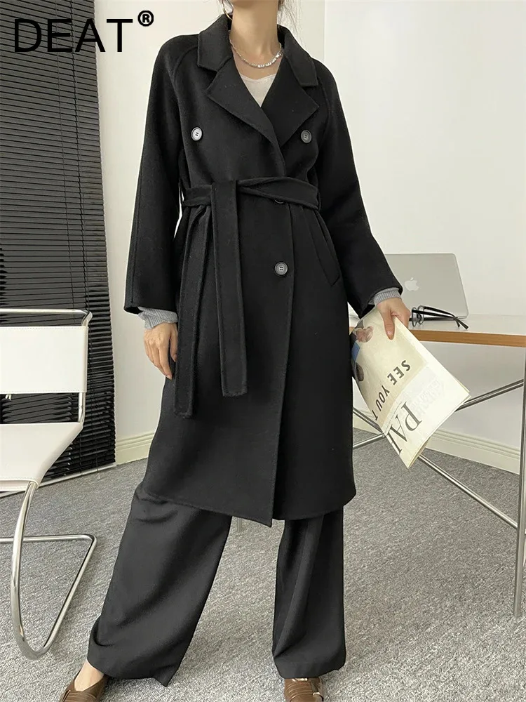 DEAT Fashion Women's Woolen Coat Belt Lapel Button Decoration Pockets Double Faced Woolen Overcoat Winter 2024 New Tide 7AB2148
DEAT Fashion Women's Woolen Coat Belt Lapel Button Decoration Pockets Double Faced Woolen Overcoat Winter 2024 New Tide 7AB2148