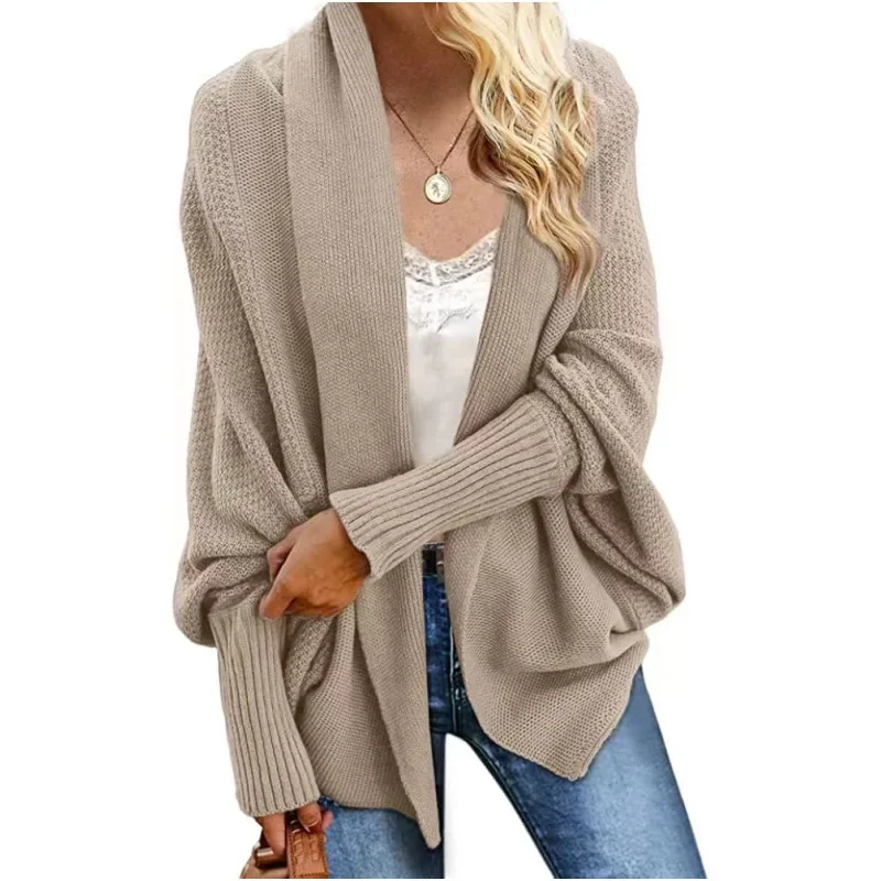 

Autumn Winter Fashion Cardigan Bat Sleeve Shawl Knitted Sweater Casual Loose Coat Women Soft Solid Sweater Warm Tops New 28230