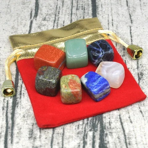 

Natural Stones Chakra Healing Crystals Meditation Treatment Reiki Quartz Mineral Gemstone Collection Gift Bag Wholesale 7PCS/Set