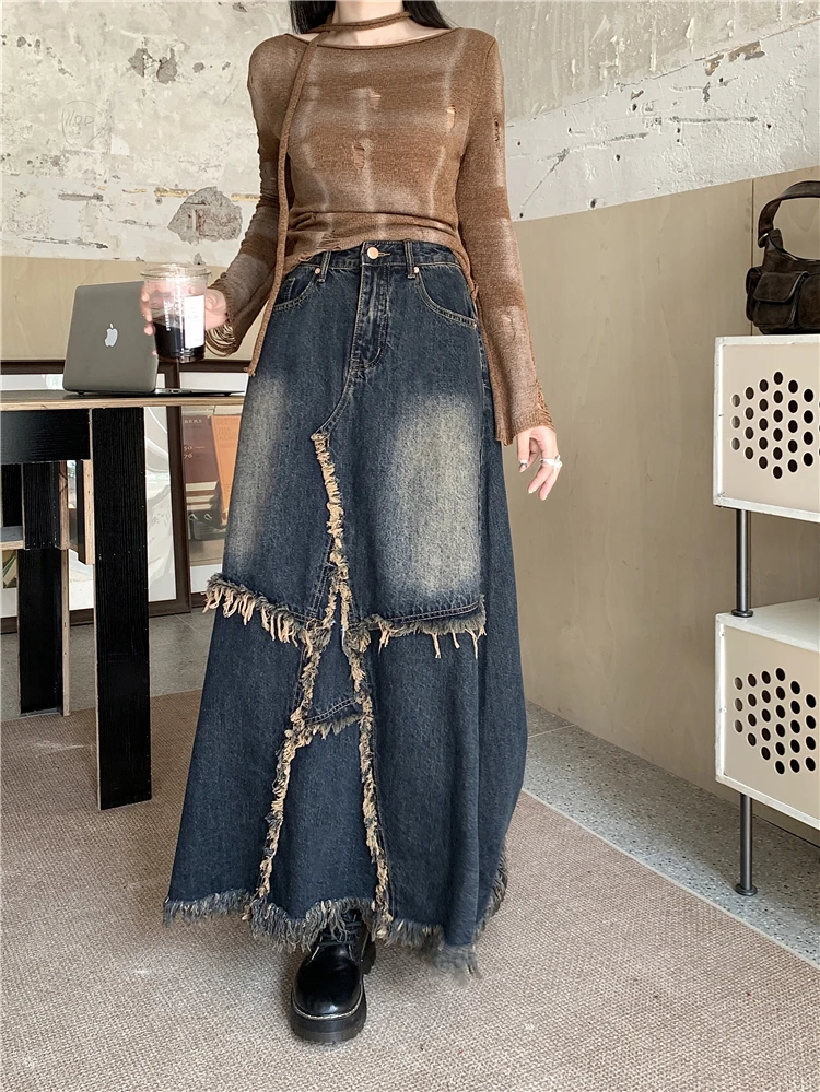Vintage High Waist Loose Denim Skirts Women Y2k Grunge Streetwear Pockets Chic Long Skirts Female Casual Harajuku Aesthetic Fald
Vintage High Waist Loose Denim Skirts Women Y2k Grunge Streetwear Pockets Chic Long Skirts Female Casual Harajuku Aesthetic Fald