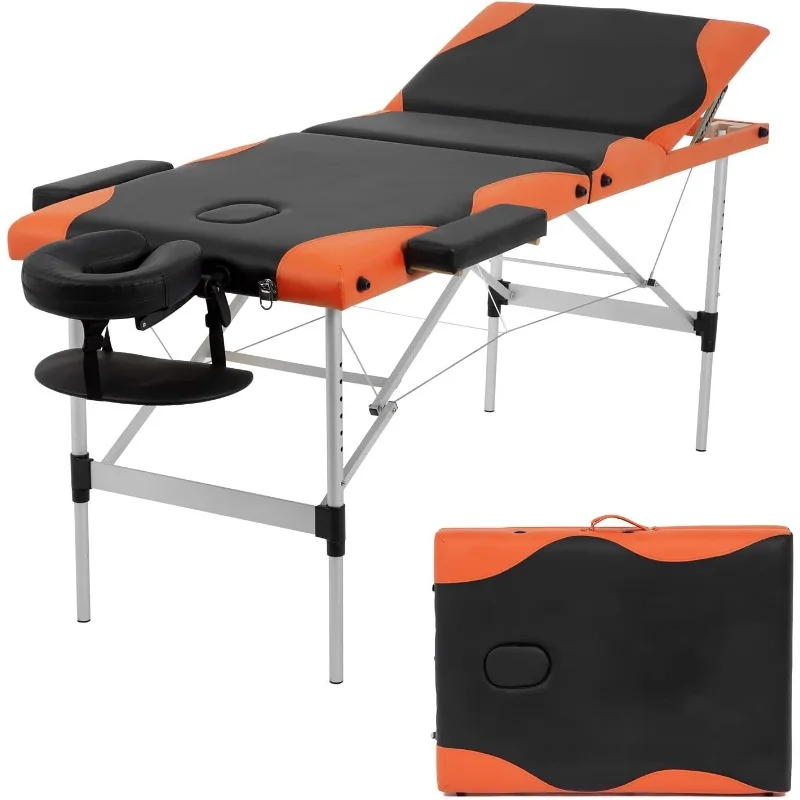 

Spa 3 Fold 84 Inch Height Adjustable Aluminium Massage Table Portable Facial Salon Tattoo Bed W/Face Cradle Carry Case