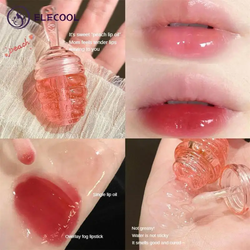 

Canned Honey Lip Oil Peach Lip Balm Non-sticky Moisturizing Lip Plumper Nourishing Repair Anti-drying Lipstick Lip Care Makeup