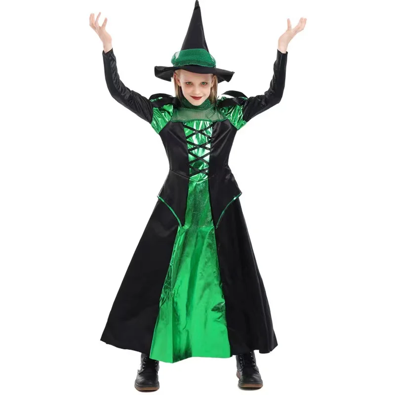 Gothic Girls Evil Witch Cosplay Kids Children Halloween Sorceress Costumes Carnival Purim Parade Role Playing Show Party Dress
Gothic Girls Evil Witch Cosplay Kids Children Halloween Sorceress Costumes Carnival Purim Parade Role Playing Show Party Dress