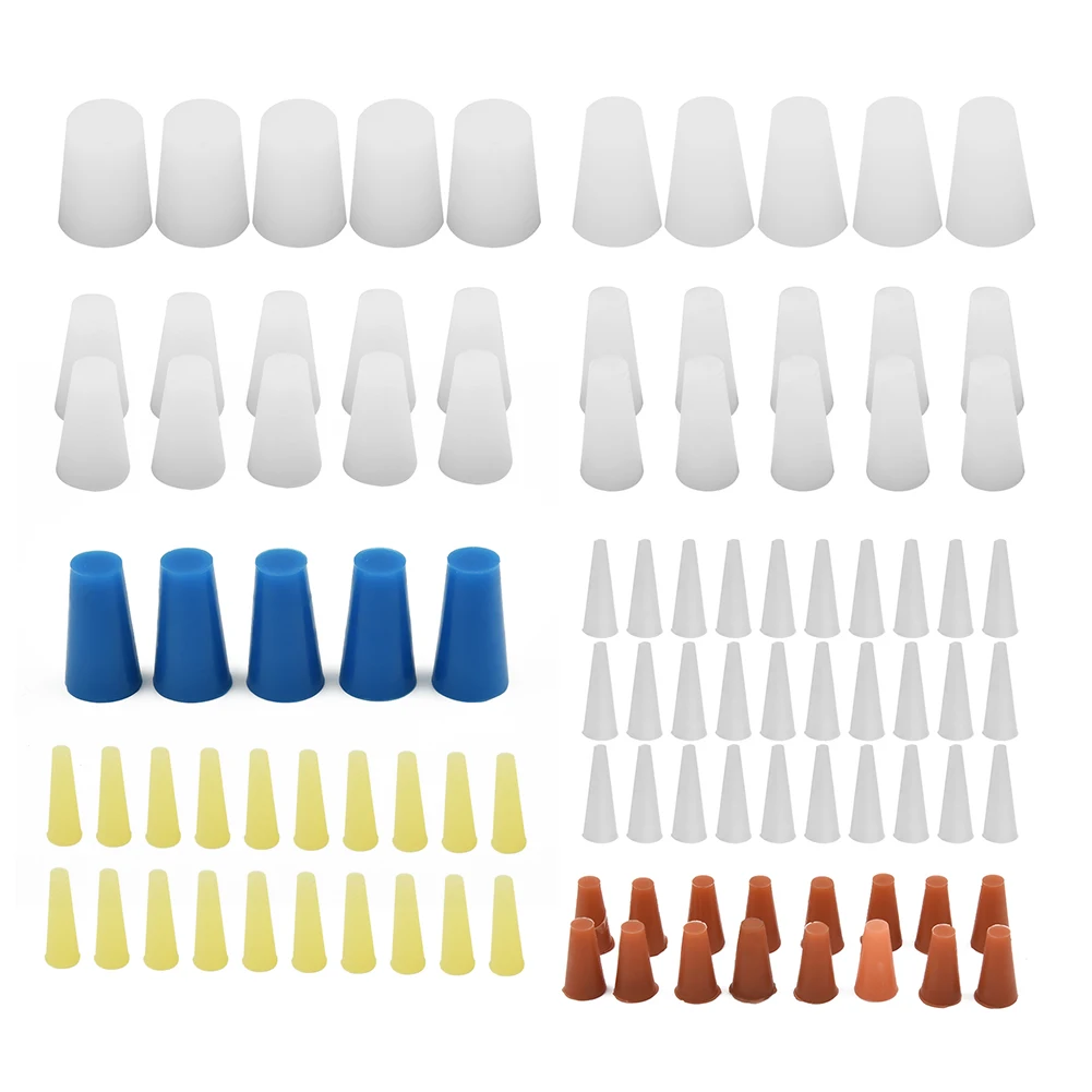 

100Pcs Car High Temp Masking Plugs Powder Coating Silicone Cone Plugs Assortment Kit Car Maintenance Replacement Accessories