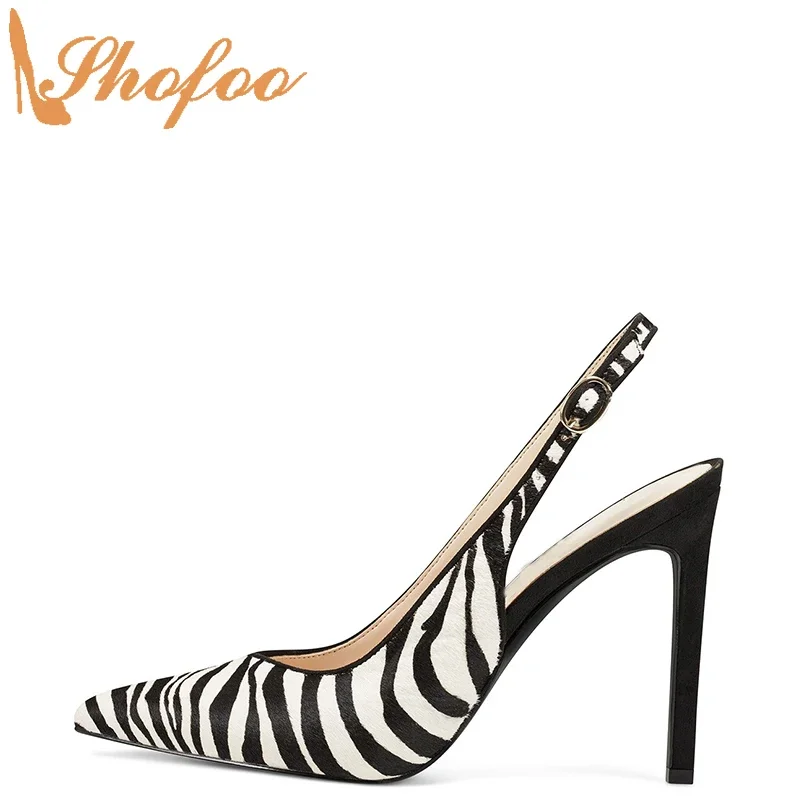 

Туфли-лодочки женские на шпильке, заостренный носок, узор зебры, высокий тонкий каблук, офисная обувь для взрослых, большие размеры 13 14