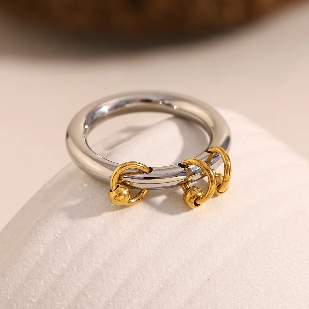 316L Stainless Steel Two-color Mix Color Rings for Women Men Waterproof Jewelry Women's Charm Statement Ring Cool Gifts Anillos 26 S9977016064004265a589c56da1baab9cT