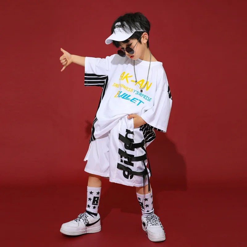 Hip Hop Boys Costumes White Suit Loose Letter Sweatshirt Cartoon T-shirt Ribbon Shorts Street Dance Outfits Children's Clothing
Hip Hop Boys Costumes White Suit Loose Letter Sweatshirt Cartoon T-shirt Ribbon Shorts Street Dance Outfits Children's Clothing