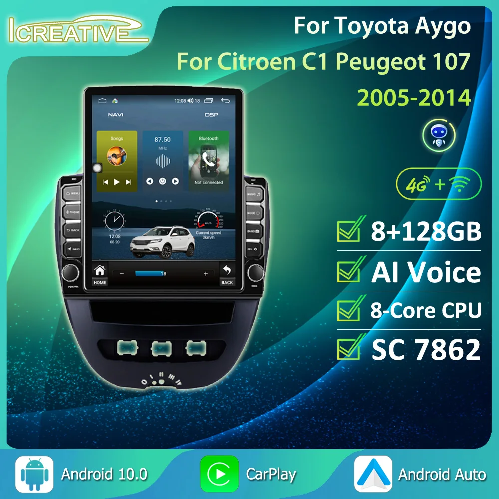Vertical Touch HU Tesla Multimedia Player Android 10.0 Car Radio GPS Navigation For Toyota Aygo Citroen C1 Peugeot 107 2005-2014
Vertical Touch HU Tesla Multimedia Player Android 10.0 Car Radio GPS Navigation For Toyota Aygo Citroen C1 Peugeot 107 2005-2014