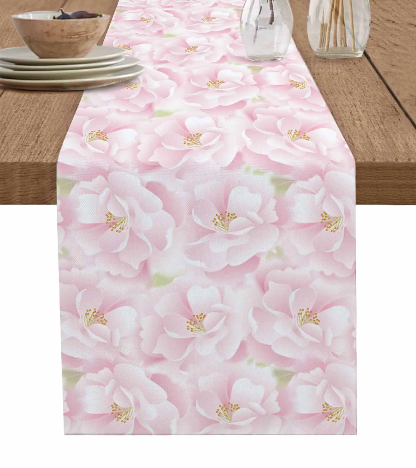 

Pink Flower Roses Texture Table Runner Luxury Wedding Decor Table Runner Home Dining Holiday Decor Tablecloth