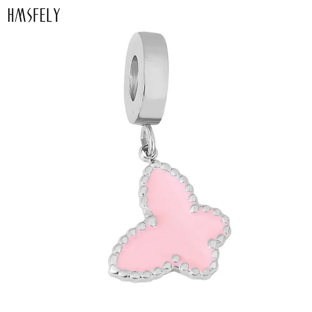 

HMSFELY Stainless Steel Pink Green Butterfly Pendant For DIY Bracelet Necklace Jewelry Making Accessories Bracelets Parts