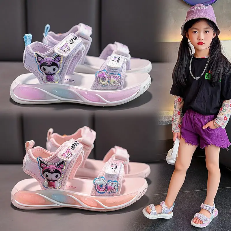 Сандалии Sanrio Kuromi детские с мягкой подошвой, милые повседневные пляжные босоножки с мультяшным рисунком, универсальные износостойкие, подарок для девочек
Сандалии Sanrio Kuromi детские с мягкой подошвой, милые повседневные пляжные босоножки с мультяшным рисунком, универсальные износостойкие, подарок для девочек