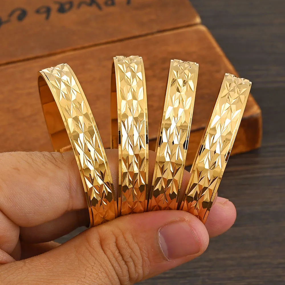

4 шт. 18k 8 мм ширина 45 мм 55 мм 65 мм 70 мм милые браслеты Дубай Baby для девочек ювелирные изделия золотые браслеты для девочек ювелирные изделия на день рождения подарки