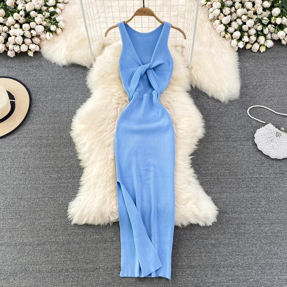 Sleeveless Hollow Split Wrap Dress Midi Sexy Fashion Elastic Tight Party Elegant Vestidos Chic Beach Vacation Summer Women Dress
Sleeveless Hollow Split Wrap Dress Midi Sexy Fashion Elastic Tight Party Elegant Vestidos Chic Beach Vacation Summer Women Dress