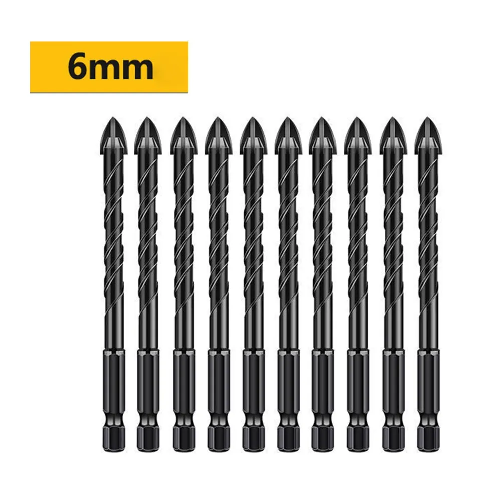 10pcs 6mm Alloy Steel Tile Drill Bit Cross Spear Head Carbide Tip For Drilling Ceramic Tiles Glass Marble Mirrors Power Tools
10pcs 6mm Alloy Steel Tile Drill Bit Cross Spear Head Carbide Tip For Drilling Ceramic Tiles Glass Marble Mirrors Power Tools