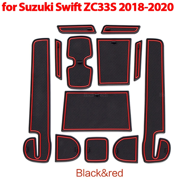 

Резиновый противоскользящий коврик для интерьера автомобиля с канавками для дверей, нескользящий коврик, декоративный коврик для чашки для Suzuki Swift ZC33S 2018 2019 2020