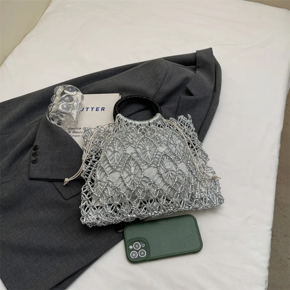 Luxury Woven Round Handle Bag - Designer Eco-Friendly Hollow-Out Handbag 20 S998f88d747b44fbfb50947f5c0e96ff54