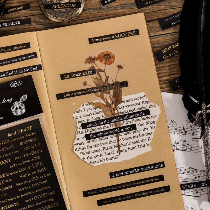 4pcs Sticker Between the lines English comes with die-cut bronzing decorative hand account stickers 3choices vintage stylish
4pcs Sticker Between the lines English comes with die-cut bronzing decorative hand account stickers 3choices vintage stylish