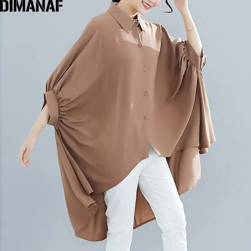 

Dimanaf Plus Size Women Blouse Shirts Big Size Summer Lady Tops Tunic Solid Loose Casual Batwing Female Clothes 2024 New