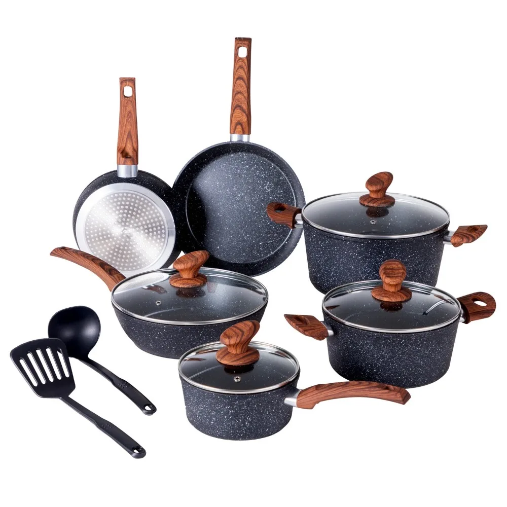 MF Studio 12 Pieces Cookware Set Pots and Pans Non-stick Set Granite Cookware with Lid, Black
MF Studio 12 Pieces Cookware Set Pots and Pans Non-stick Set Granite Cookware with Lid, Black