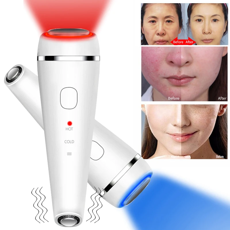 

New Arrival Rechargeable Hot Cold Hammer LED Photon Eye Machine Skin Care Facial Rejuvenation Anti-aging Device Vibration SPA