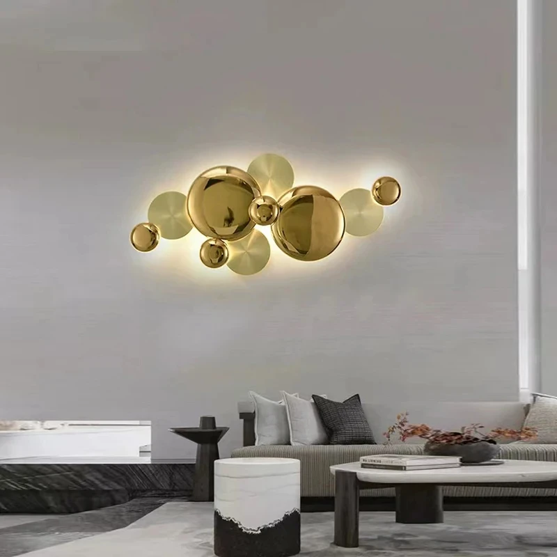 

Luxury Wall Lamp New Background Postmodern LED Copper Disc Home Decoration Interior Lighting Fixtures for Living Room YX963TB