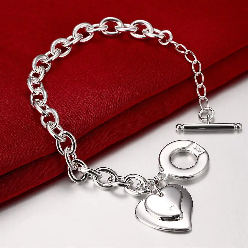 High Quality 925 Sterling Silver Romantic Double Heart Card Pendant Bracelets for Women Wedding Party Fashion Jewelry Gifts
High Quality 925 Sterling Silver Romantic Double Heart Card Pendant Bracelets for Women Wedding Party Fashion Jewelry Gifts