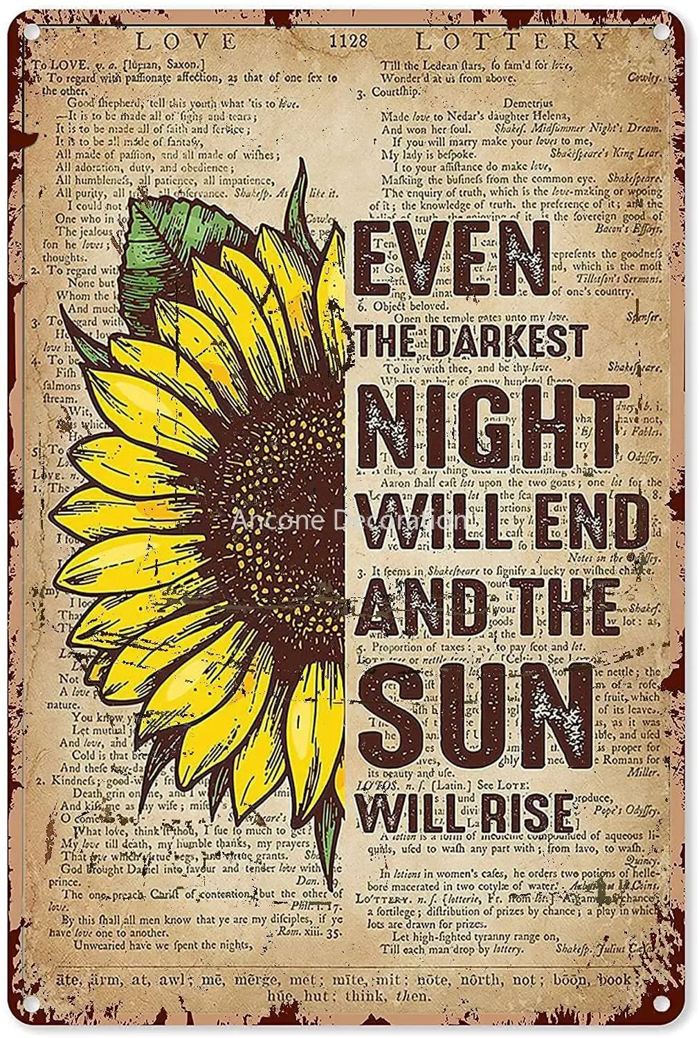 Sunflower Art Large Sunflower Mental The Sun Will Rise Tin Sign Decoration Vintage Chic Metal Poster Wall Decor Art Gift
Sunflower Art Large Sunflower Mental The Sun Will Rise Tin Sign Decoration Vintage Chic Metal Poster Wall Decor Art Gift