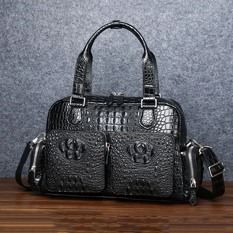 

New Crocodile Pattern Men's Travel Bag, Real Leather Bag, Luxury Handbag, High Quality One Shoulder Diagonal Straddle Bag