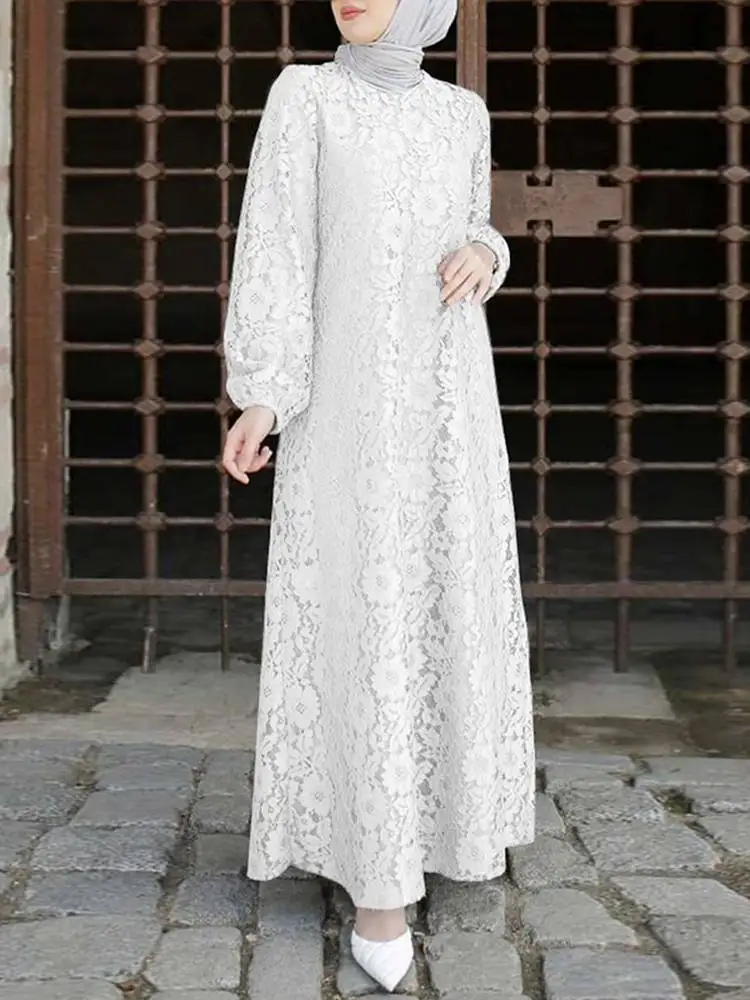 ZANZEA Fashion Turkey Abaya Hijab Sundress Lace Crochet Muslim Dress Summer Long Sleeve Dubai Women Elegant Robe Ramadan Dresses 
ZANZEA Fashion Turkey Abaya Hijab Sundress Lace Crochet Muslim Dress Summer Long Sleeve Dubai Women Elegant Robe Ramadan Dresses