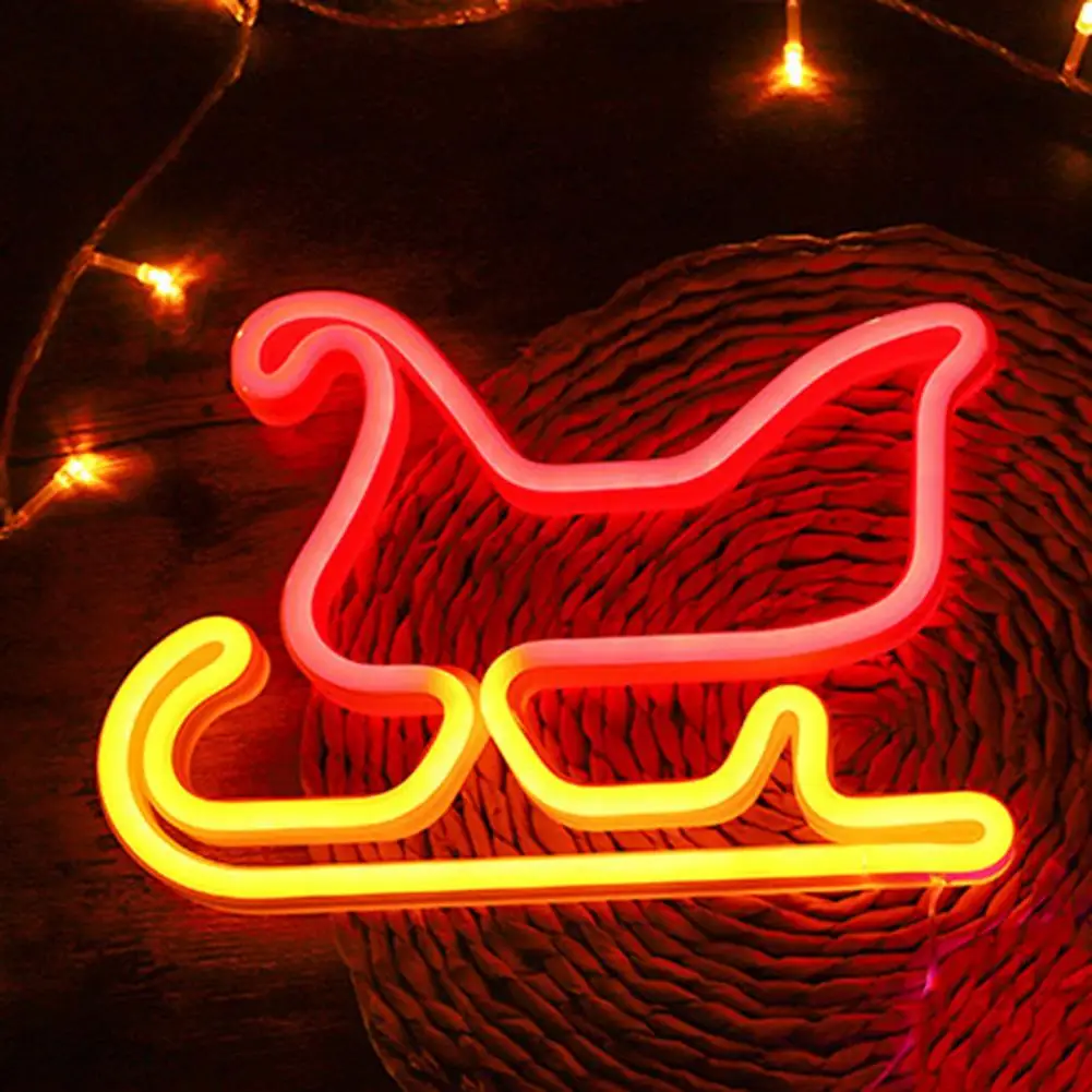 

Decorative Neon Light Eye-catching Christmas Sled Neon Lamp Usb/battery Operated Desktop Decor with Stunning Visual Effect Shape