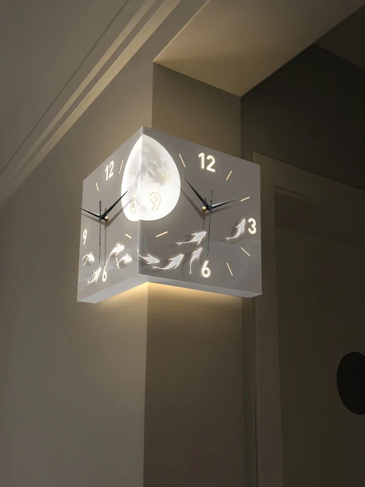 Jiuyutu Corner Double sided Wall Clock Home Living Room No Punching Creative Silent Clock Wall Lamp Moon Corner Wall Clock 
Jiuyutu Corner Double sided Wall Clock Home Living Room No Punching Creative Silent Clock Wall Lamp Moon Corner Wall Clock