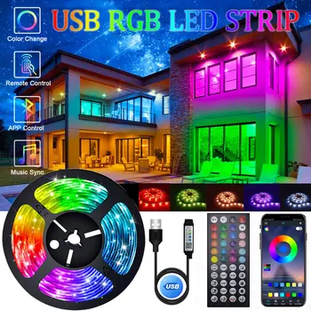 5050 5V USB RGB LED 스트립 조명, 아이스 스트링 LED 테이프 밴드, 와이파이 블루투스 LED 체인 조명, 어린이 방 벽 주방, 5M, 10M