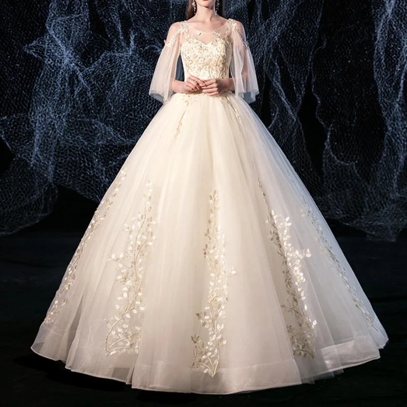 

Изысканное свадебное платье с аппликацией для невесты с вышивкой, макси Сетчатое женское бальное платье, Элегантные Вечерние Платья с цветочным рисунком, платье, Халат