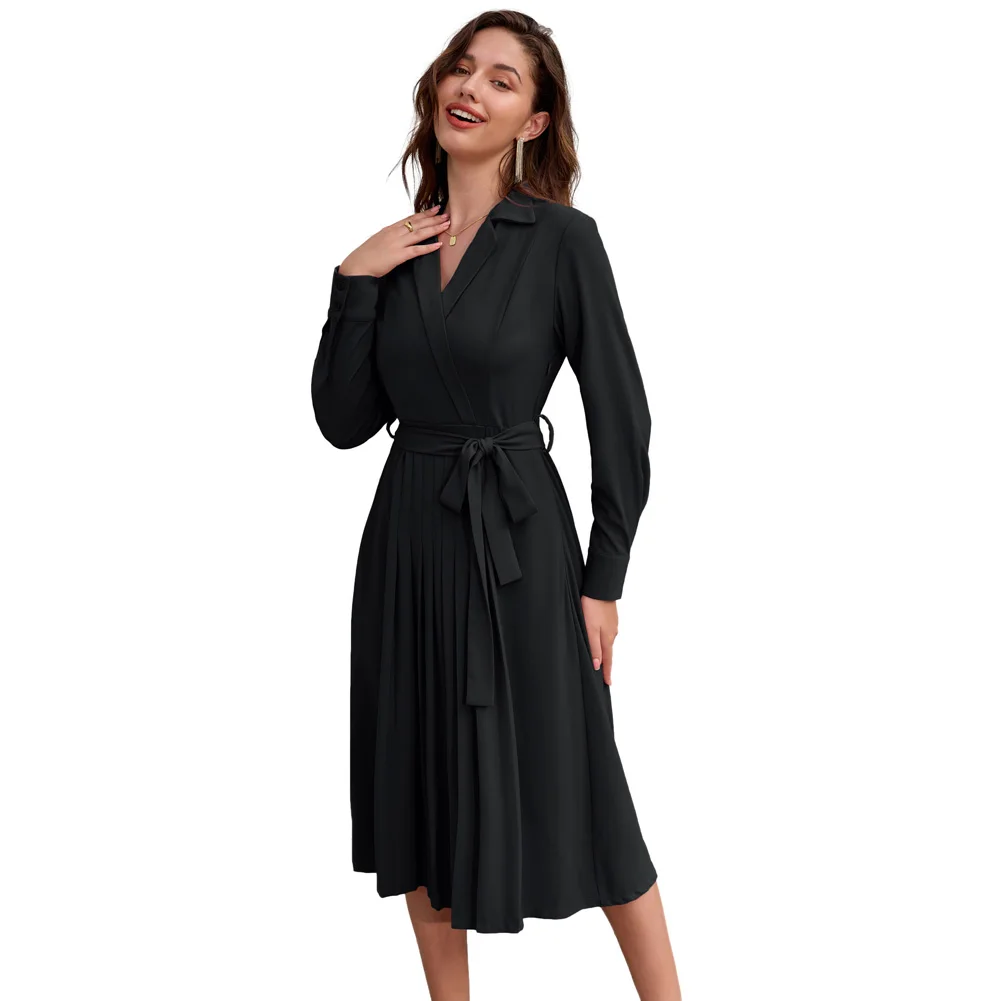 Grace Karin Women Lapel Collar Pleated Dress Long Sleeve V-Neck Flared A-Line Dress Thick Solid Elegant Winter Coat 2023 New
Grace Karin Women Lapel Collar Pleated Dress Long Sleeve V-Neck Flared A-Line Dress Thick Solid Elegant Winter Coat 2023 New