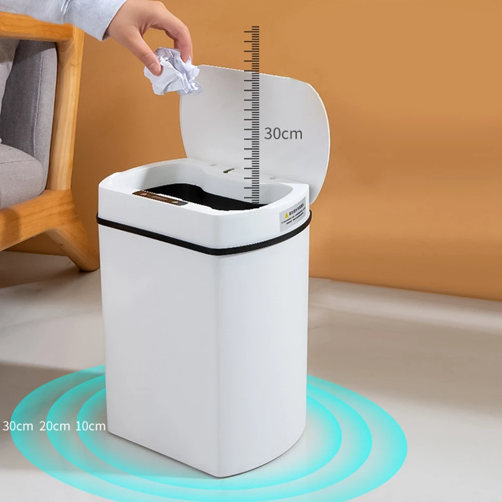 

Smart Trash Can for Kitchen House Smart Home Dustbin Wastebasket Bathroom Automatic Sensor Trash Can Garbage White 15L