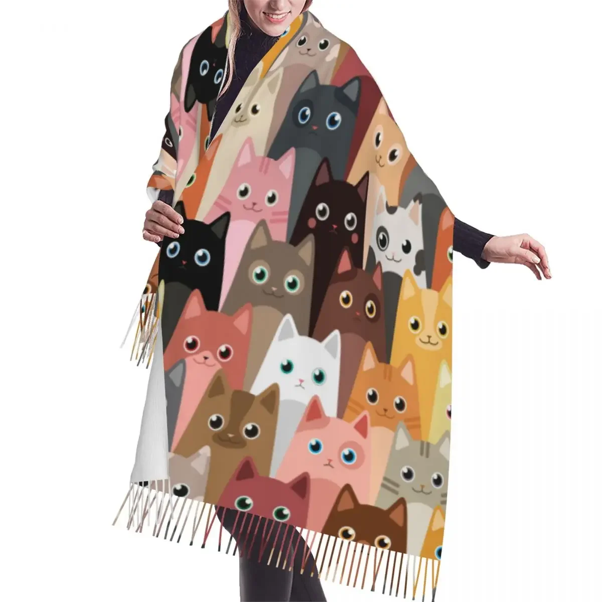 Autumn Winter Warm Scarves Cartoon Cute Cats Pattern Fashion Shawl Tassel Scarves Wrap Neck Headband Hijabs Stole
Autumn Winter Warm Scarves Cartoon Cute Cats Pattern Fashion Shawl Tassel Scarves Wrap Neck Headband Hijabs Stole