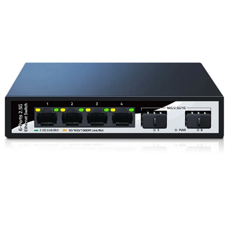 Коммутатор Ethernet 2,5 ГБ, 4 порта, 2,5 ГГц, сетевой коммутатор, 2 порта, 10Gbe SFP + слот, домашний лабораторный коммутатор, неуправляемый, Plug And Play
Коммутатор Ethernet 2,5 ГБ, 4 порта, 2,5 ГГц, сетевой коммутатор, 2 порта, 10Gbe SFP + слот, домашний лабораторный коммутатор, неуправляемый, Plug And Play