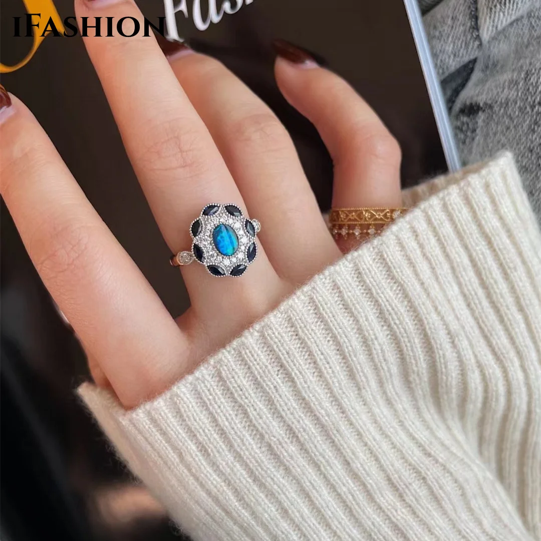 IFASHION 0.60ct Сапфир натуральный бриллиант настоящий 18K желтый твердый Золотой Черный Опал Обручальные кольца Свадебные ювелирные изделия
IFASHION 0.60ct Сапфир натуральный бриллиант настоящий 18K желтый твердый Золотой Черный Опал Обручальные кольца Свадебные ювелирные изделия