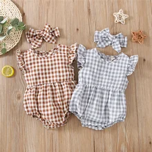 0-24 Months Summer Newborn Baby Girl Classic Plaid Print Short Sleeve Romper Ruffle Bodysuit Bow Headband Infant Toddler Clothes
0-24 Months Summer Newborn Baby Girl Classic Plaid Print Short Sleeve Romper Ruffle Bodysuit Bow Headband Infant Toddler Clothes